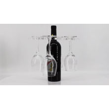 2020 acrylic transparent decorative wine bottle holder with glass rack for kitchen or bar